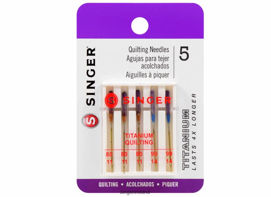 Accessories SINGER Titanium Quilting Needles, Sizes 80/11 & 90/14 08666F114
