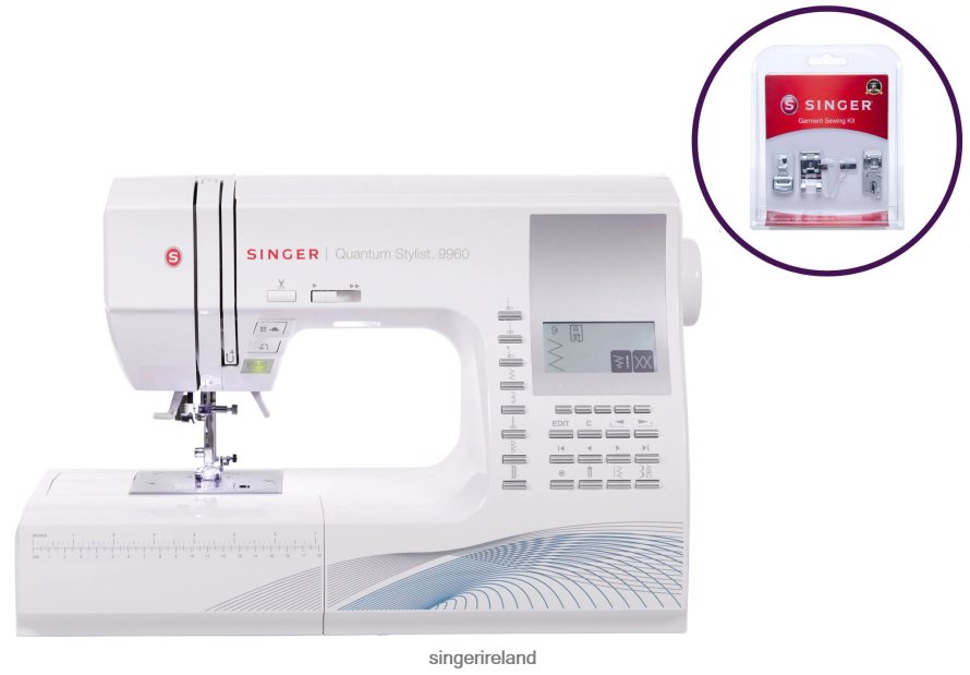 Machines SINGER Quantum Stylist 9960 and Garment Sewing Foot Kit Bundle 08666F18