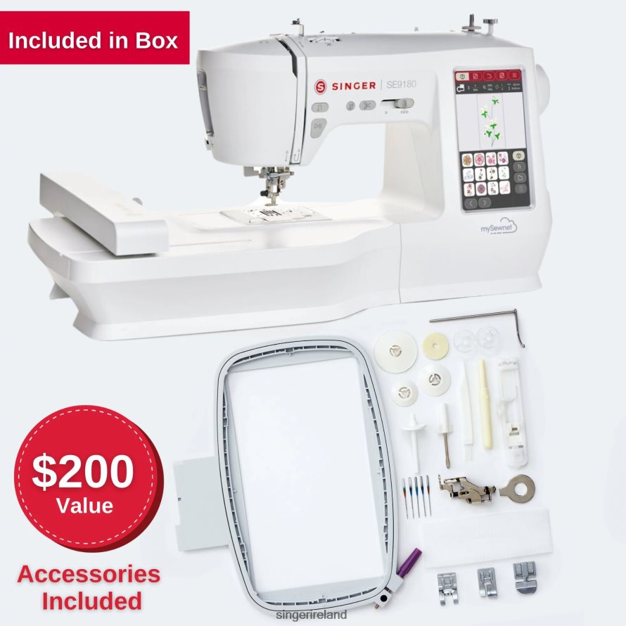 Machines SINGER SE9180 Sewing and Embroidery Machine and Hoops Bundle 08666F1