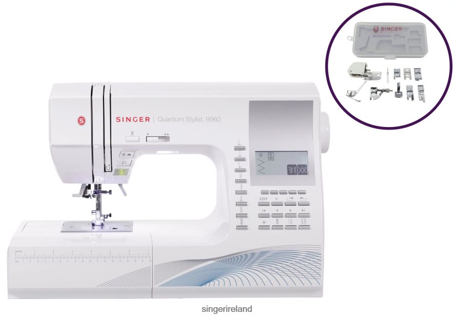 Machines SINGER Sew Spacious Quantum Stylist 9960 Sewing Machine and Presser Foot Kit Bundle 08666F2